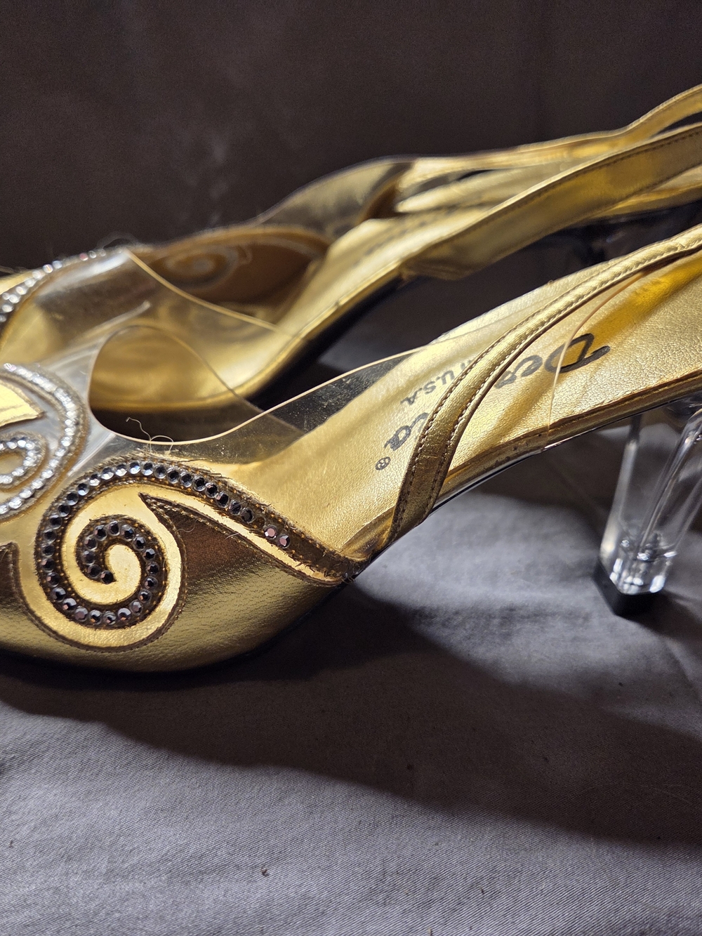 Vintage Gold Embellished Women's Slingback Heels